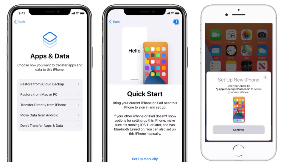 передача данных iPhone с помощью Quick Start