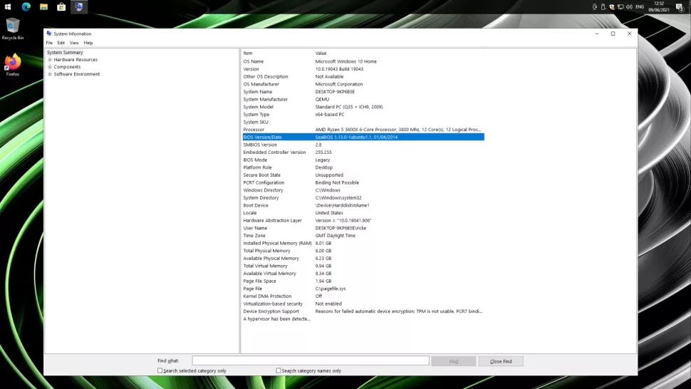 Системная информация Windows 10